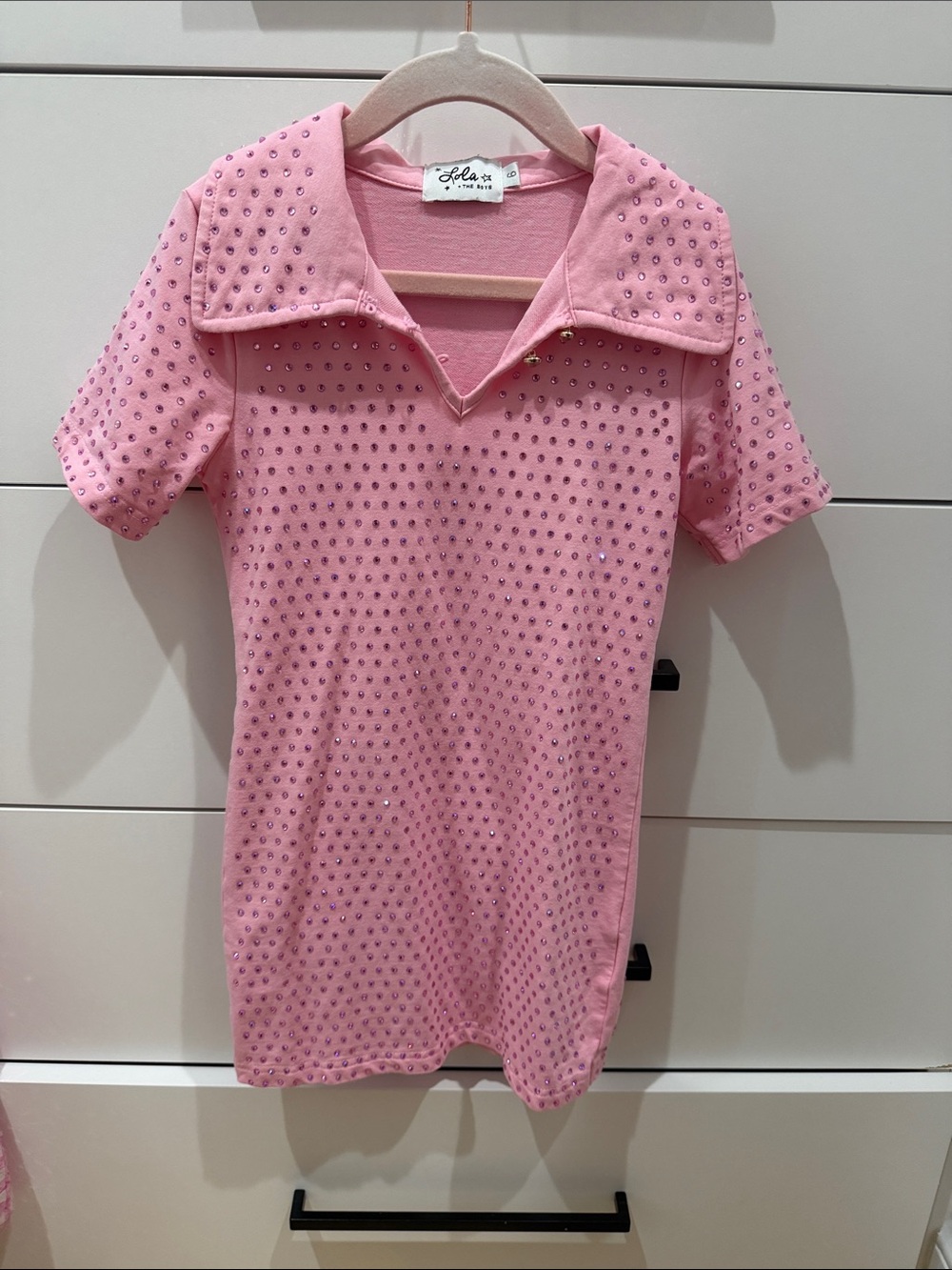 Lola + the boys Pink Studded Short-Sleeve dress